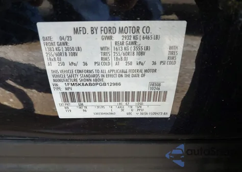 2023 Ford Police Interceptor from USA, damaged, VIN 1FM5K8AB0PGB12986